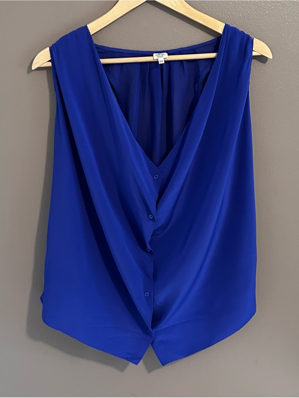Wilfred Aritzia Royal Blue 100% Silk Sleeveless Blouse XXS Draped Quiet Luxury